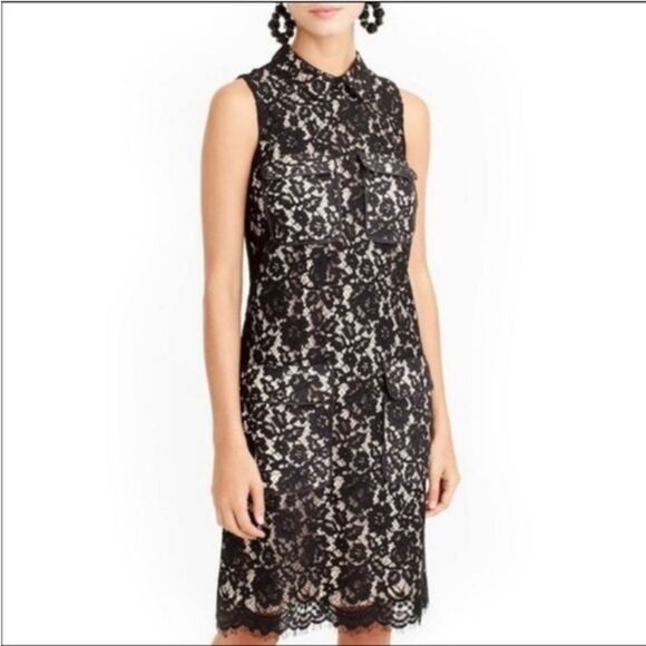 J. Crew Black and Nude Lace Overlay Midi Dress, Size 6 - Picture 14 of 14